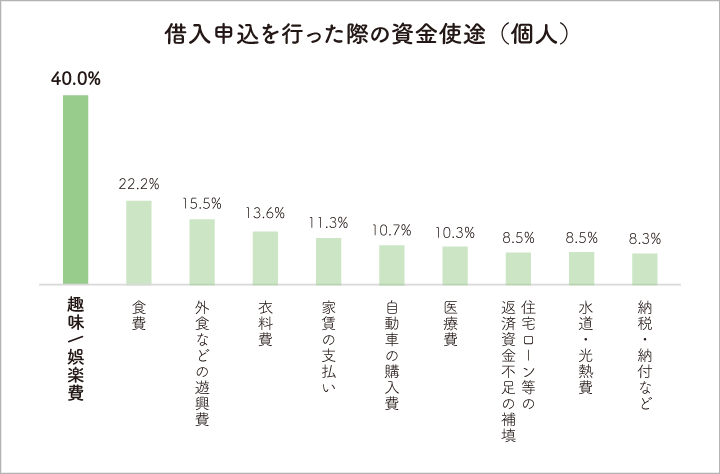 データ：借入申込を行った際の資金使途（個人）